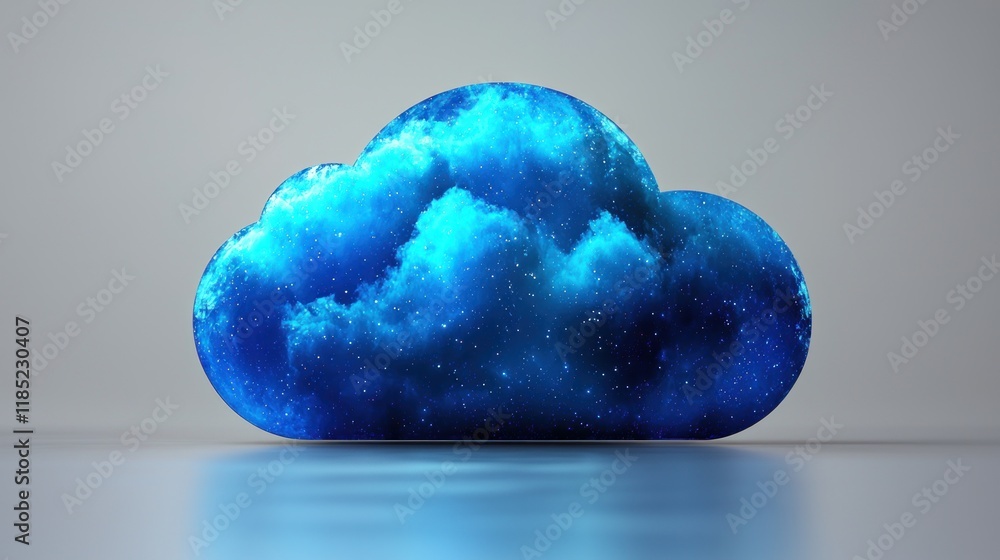 Poster abstract blue cloud computing concept: digital transformation and network technology