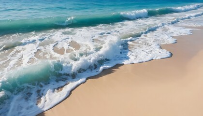 beautiful sandy beach and soft blue ocean wave
