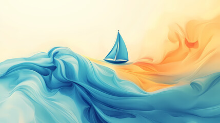 Beautiful abstract background of set sail champagne and blue color. fluid art background. Flameleaf. Illustration