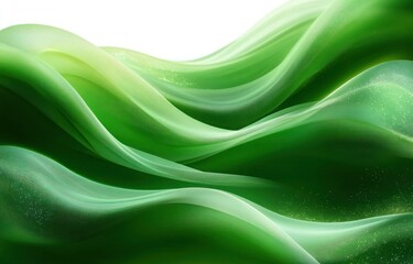 Abstract Green Wave Background Design with Smooth Curves and Natural Light