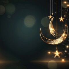 Golden Crescent Moons and Stars Festive Background