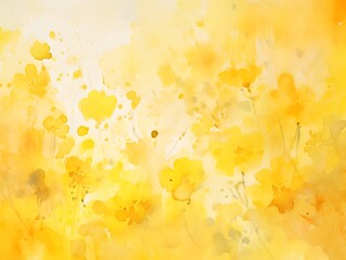 Abstract Watercolor Painting of Yellow Flowers