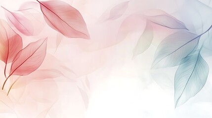 Delicate Pastel Leaves Abstract Art Design