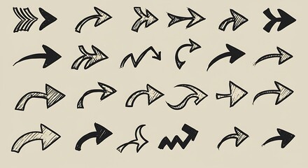Hand drawn arrow mark icons vector
