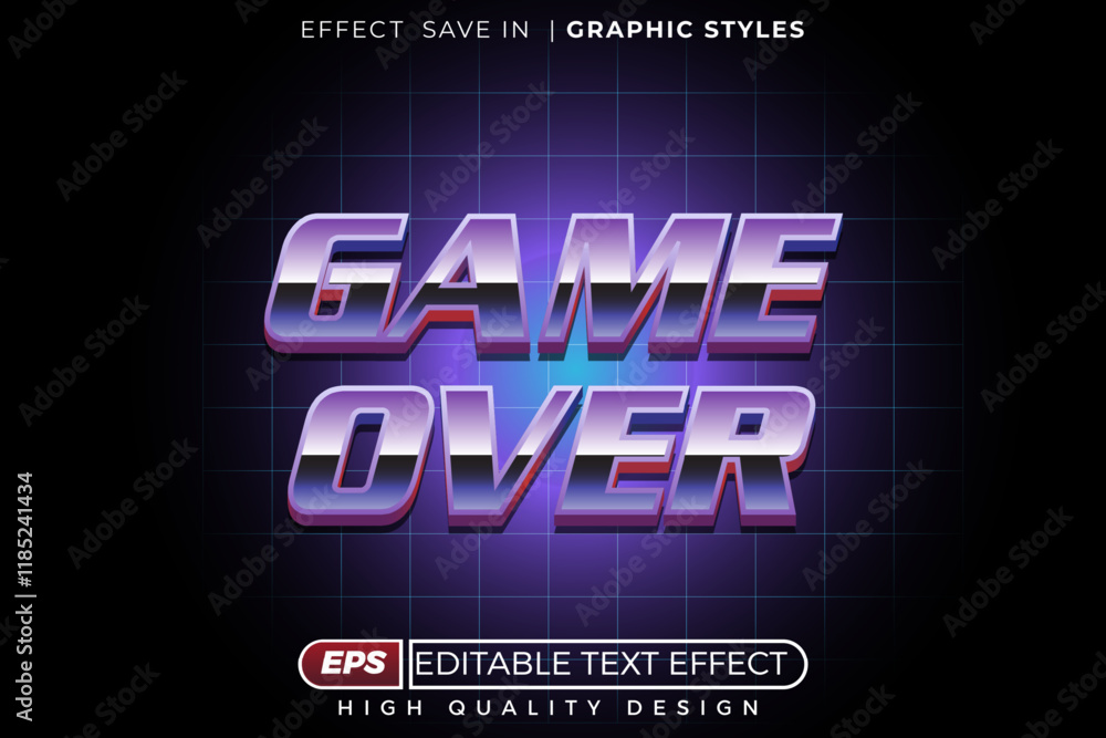 Poster editable 3d text effect game over