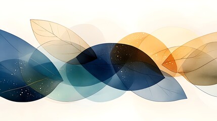 Abstract art of flowing translucent leaves in autumnal colors.