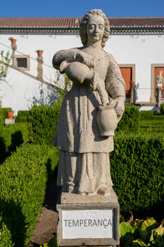 Stone statue depicting the temperance belonging to the episcopal garden of the city of Castelo Branco