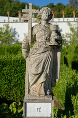 Stone statue depicting Faith belonging to the episcopal garden of the city of Castelo Branco-Portugal.