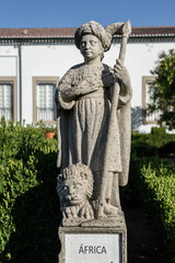 Obraz premium Stone statue depicting Africa belonging to the episcopal garden of the city of Castelo Branco-Portugal.