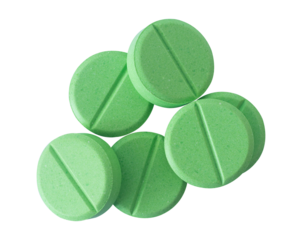 green round pills isolated element