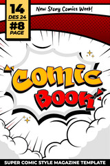 Comic Book Themed Cover Design with Vibrant Colors and Bold Typography