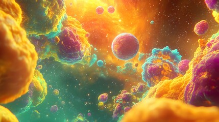 Fototapeta premium Vibrant Nebula Cosmic Clouds Planets And Starscape