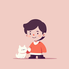 girl and cat