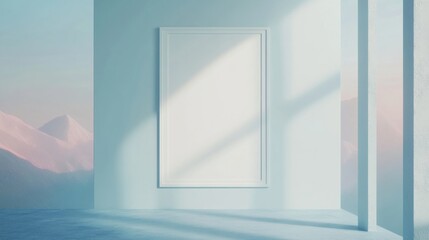 a room with a mountain view and a door