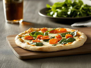  A Hearty Cheese Pizza Topped with a Colorful Array of Fresh Vegetables for a Wholesome Dining Experience!