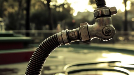 Close-up of Industrial Metal Pipe Connection