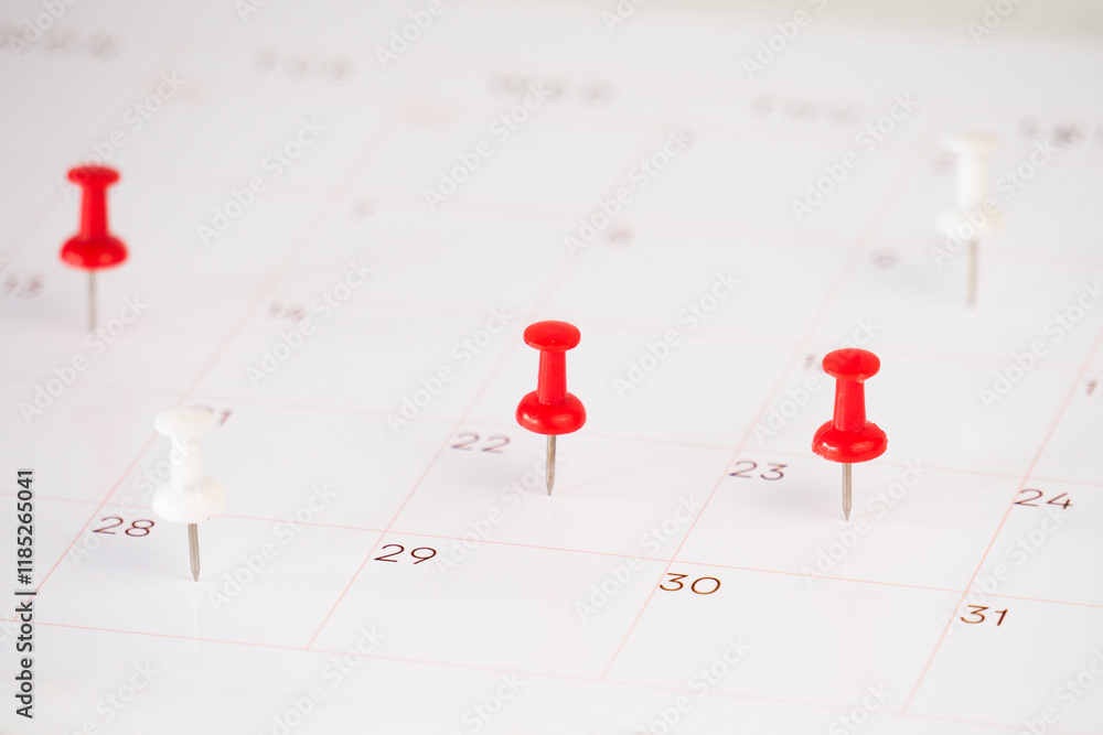 Poster background of calendar and push pin stack on it