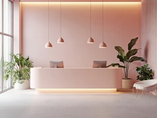 Modern Minimalist Pink Reception Area Design