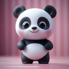 Naklejka premium Cute Cartoon Panda Character in 3D Soft Lighting Pastel Colors