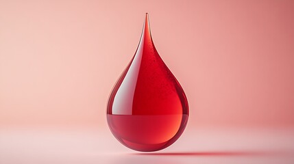 Fototapeta premium Single red liquid drop on pink background.