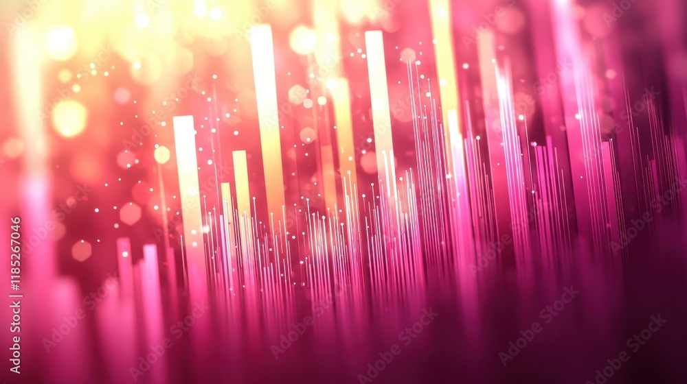 Poster a vibrant, abstract representation of sound waves in pink and yellow hues, evoking a sense of rhythm