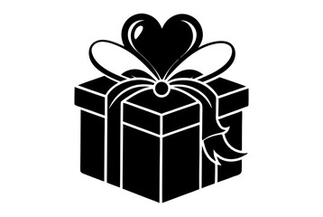  valentine gift box silhouette vector illustration