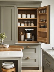 Modern Kitchen Cabinetry With Built In Coffee Machine