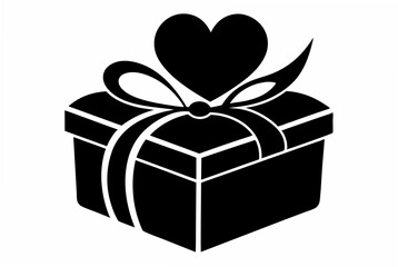  valentine gift box silhouette vector illustration