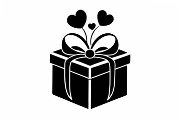  valentine gift box silhouette vector illustration