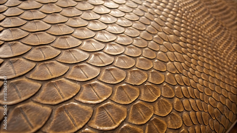 Aufkleber a close up of a brown leather surface with a pattern resembling a snake's scales