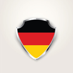 German flag on a shield vector illustration. Germany flag.	
