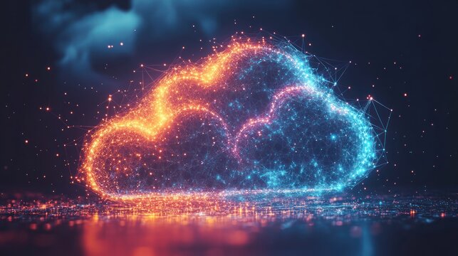 Glowing cloud network digital concept.