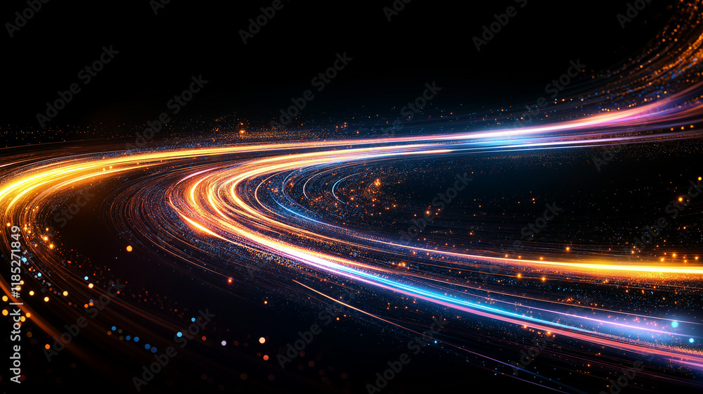 Aufkleber light trails abstract: a mesmerizing abstract composition of vibrant light trails, swirling and inte