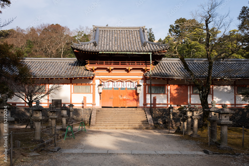 Wall mural Beautiful Japanese temple surrounded by nature in the city of Nara in Japan