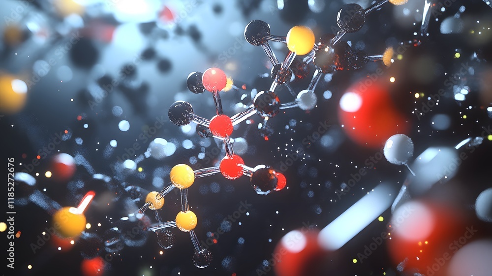 Aufkleber molecular structure abstract artistic rendering