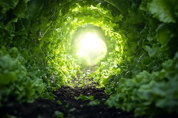 Green fresh lettuce growing in the vegetable garden
