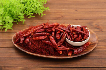 皿に盛った赤唐辛子