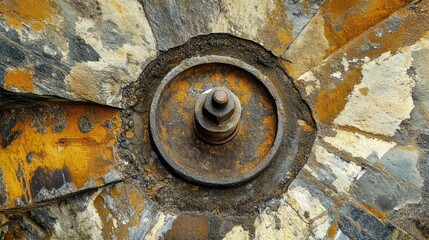 Rusty wheel at a construction site