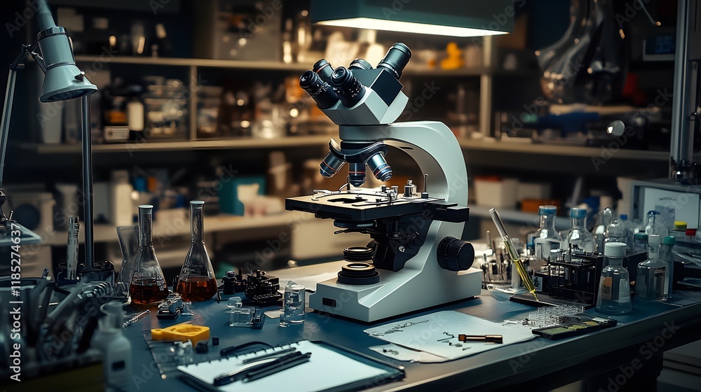Aufkleber advanced microscope in a well equipped laboratory setting