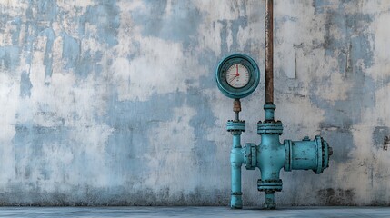 Industrial background with old water meter on wall background