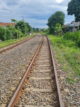 railroad tracks in the countryside