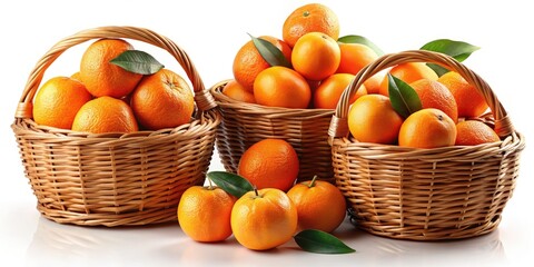 High-resolution aerial shot: vibrant orange market baskets overflow, a colorful stock photo.