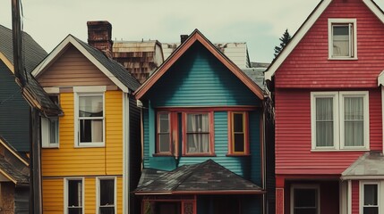 Obraz premium Vibrant Row Houses: Colorful Architecture and Urban Charm
