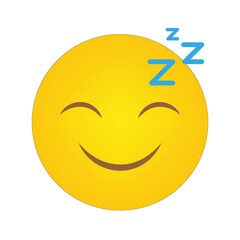 Fototapeta premium Sleeping emoji icon. Yellow face with Zs. Tired and relaxed smiley. Vector illustration.