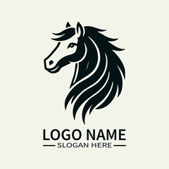 Beautiful Horse Hair Logo Design, Elegant Horse Mane Logo, Horse with Flowing Mane Logo, Equine Beauty Logo, Majestic Horse Logo