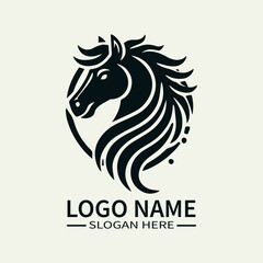 Fototapeta premium Beautiful Horse Hair Logo Design, Elegant Horse Mane Logo, Horse with Flowing Mane Logo, Equine Beauty Logo, Majestic Horse Logo