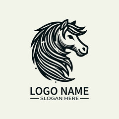 Beautiful Horse Hair Logo Design, Elegant Horse Mane Logo, Horse with Flowing Mane Logo, Equine Beauty Logo, Majestic Horse Logo
