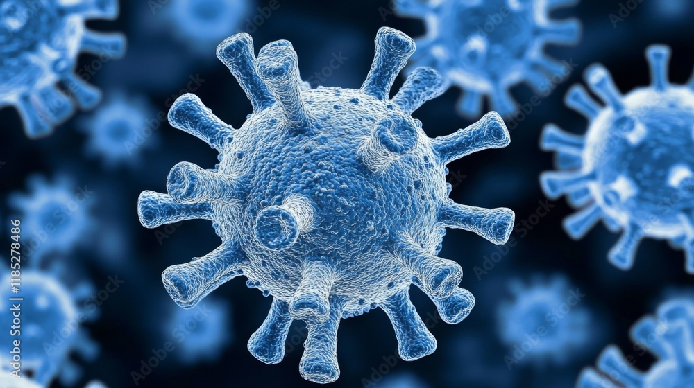 Poster microscopic view of a virus particle