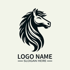 Beautiful Horse Hair Logo Design, Elegant Horse Mane Logo, Horse with Flowing Mane Logo, Equine Beauty Logo, Majestic Horse Logo