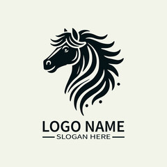 Beautiful Horse Hair Logo Design, Elegant Horse Mane Logo, Horse with Flowing Mane Logo, Equine Beauty Logo, Majestic Horse Logo